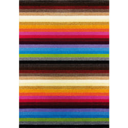 Linea Striped Area Machine Washable Rug or Runner (2 Colours) - Rainbow