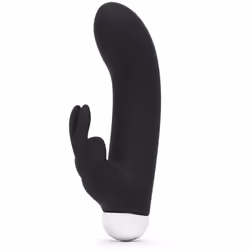 Lovehoney Fifty Shades of Grey Greedy Girl Mini Rabbit, Black, Silicone, Curved, Matt, Latex, Masturbation, Vaginal sex