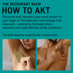 AKT  THE DEODORANT BALM. Award winning  multi-use  natural deodorant. Plastic Free. Gender Free. Aluminum Free. 100% effective - 1 tube lasts up to 3