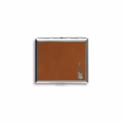 Guitar tan leather covered cigarette case