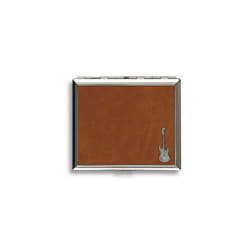 Guitar tan leather covered cigarette case