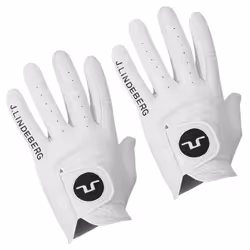 J.Lindeberg Mens Ron Cabretta Leather Left Hand Golf Glove - XL, White - 2 Pack