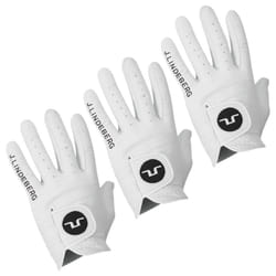 J.Lindeberg Mens Ron Cabretta Leather Left Hand Golf Glove - XL, White - 3 Pack