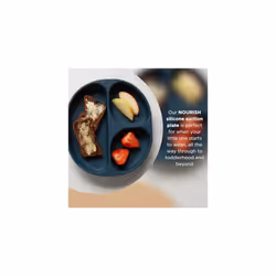 Nourish Silicone Suction Plate - Mess-Free Weaning to Toddlerhood | Strong Suction Pads | Divided Areas | Scooped Sides | BPA-Free - Moody Blue
