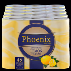 45 Roll Bulk Buy - Quilted 3 Ply Lemon Fragranced Toilet Rolls