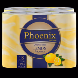 18 Roll Bulk Buy - Quilted 3 Ply Lemon Fragranced Toilet Rolls