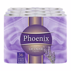 36 Phoenix Soft Lavender Fragranced Luxury Toilet Rolls Bulk Buy - Quilted White 3 Ply Toilet Paper - Pack of 36 Toilet Tissu ...