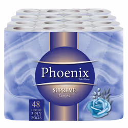 48 Roll Phoenix Soft Supreme Luxury Quilted 3 Ply Non-Fragranced Toilet Rolls
