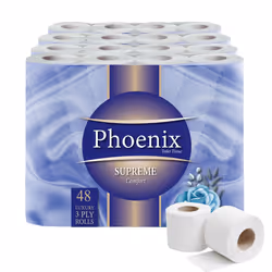48 Roll Phoenix Soft Supreme Luxury Quilted 3 Ply Non-Fragranced Toilet Rolls