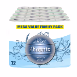 72 Rolls of Phoenix Quilted 2 Ply Soft White Toilet Paper Roll