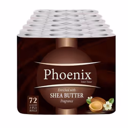72 Phoenix Soft Luxury Toilet Rolls Bulk Buy - Quilted White 3 Ply Toilet Paper - Pack of 72 Toilet Tissue (12 x 6 Packs) (Shea Butter)