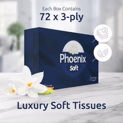 Phoenix Soft Luxury Facial Tissues - 3 Boxes (72 3-Ply Tissues)