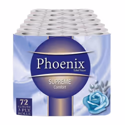 72 Toilet Rolls Non-Fragranced 3 Ply Supreme Luxury Quilted