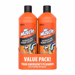 Mr Muscle Kitchen + Bathroom Drain Gel, 2 x 1L