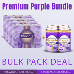 Premium Purple Bundle 48 Lavender Toilet Rolls & 6 Supreme Kitchen Rolls