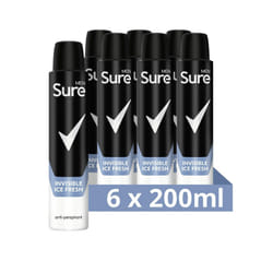 Sure Men Invisible Ice Fresh Anti-Perspirant, 6 x 200ml