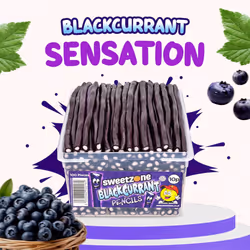 Sweetzone Blackcurrant Pencils 1.1KG Tub - blackcurrant flavour candy
