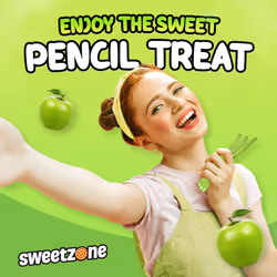 Sweetzone Apple Pencils 1.2KG Tub - Apple flavour candy