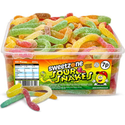 Sweetzone Sour Snakes 800g Tub - fruit flavoured jelly snakes