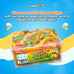 Sweetzone Sour Snakes 800g Tub - fruit flavoured jelly snakes