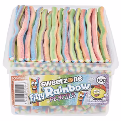 Sweetzone Fizzy Rainbow Pencils 1.1KG Tub - Fruit flavour candy