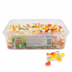 Candy Realms Gummy Hearts 1.02KG Tub - Apple, lemon, orange