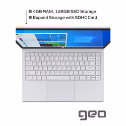Geo Computers GeoFlex 230 2-in-1 Laptop with 13.3-inch Touchscreen Windows 10 Intel Pentium Quad-Core 4GB RAM 128GB SSD - Includes 1 Year Microsoft 365