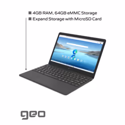 Geo Computers GeoBook 140 14-inch Laptop Windows 10 Intel Celeron 4GB RAM 64GB eMMC - 1 Year Microsoft 365 Personal