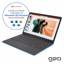 Geo Computers GeoBook 140 Minecraft Edition 14-inch Laptop Intel Celeron, 4GB RAM, 64GB eMMC - Includes Minecraft - Blue
