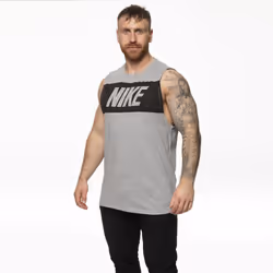 Nike Mens Vest Retro Big Logo Sports Gym Sleeveless Tank Top - Grey, S
