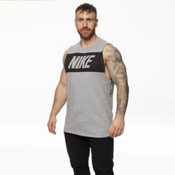 Nike Mens Vest Retro Big Logo Sports Gym Sleeveless Tank Top - Grey, S