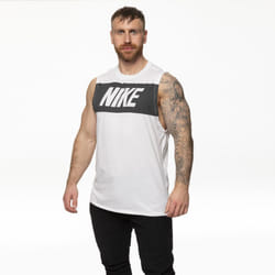 Nike Mens Vest Retro Big Logo Sports Gym Sleeveless Tank Top - White, S