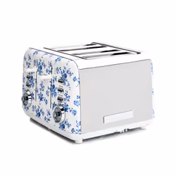 Laura Ashley 4 Slice Toaster China Rose, 4 slice(s), Blue, White, Stainless steel, 290 mm, 193 mm, 285 mm