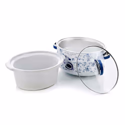 Laura Ashley 3.5L Slow Cooker China Rose, 3.5 L, Blue, White, Rotary, Stainless steel, Glass, 360 mm