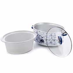 Laura Ashley 6.5L Slow Cooker China Rose, 6.5 L, Blue, White, Rotary, Stainless steel, Glass, 370 mm