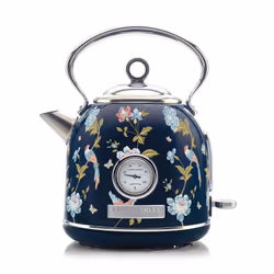 Laura Ashley VQSBPKK336LAEN, 1.7 L, Navy, Chrome, Stainless steel, Chrome Vanadium Molybdenum (CVM), Detachable lid