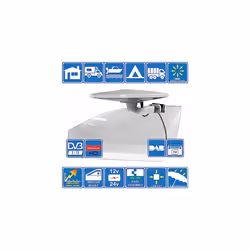 HELIO-MOBIL Omnidirectional Amplified Digital HD TV Aerial Antenna 33dB High Gain Booster. Freeview UHF FM DAB. 12V / 24V ideal for Motorhome HGV
