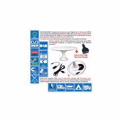 HELIO - Omnidirectional Amplified Digital HD TV Aerial Antenna 33dB High Gain Booster. Freeview UHF FM DAB. 12V / 24V ideal for Motorhome HGV Truck
