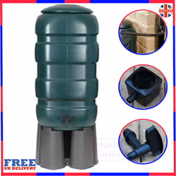 100L Slimline Garden Water Butt Tank Set Including Tap With Stand and Filler Kit