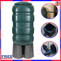 100L Slimline Garden Water Butt Tank Set Including Tap With Stand and Filler Kit