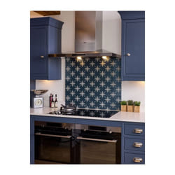 Laura Ashley Kitchen Splashback Midnight Seaspray Glass Panel 90x75cm