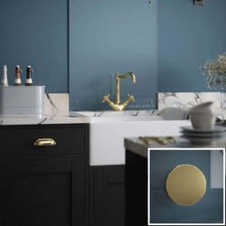 Laura Ashley Clear Glass Splashback Brass Caps 600 x 750mm