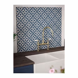Laura Ashley Mr Jones Midnight Seaspray Glass Kitchen Splashback 900mm x 750mm