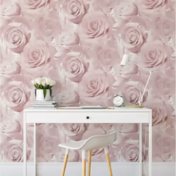 Muriva Bella Soft Pink Flower Rose Bloom 3D Effect Floral Wallpaper