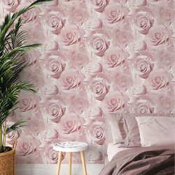 Muriva Bella Soft Pink Flower Rose Bloom 3D Effect Floral Wallpaper