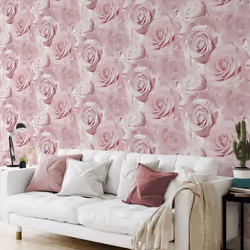 Muriva Bella Soft Pink Flower Rose Bloom 3D Effect Floral Wallpaper