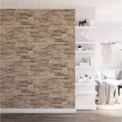 Thorn Slate Natural Beige Stone Brick Effect Textured Vinyl Wallpaper
