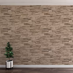 Thorn Slate Natural Beige Stone Brick Effect Textured Vinyl Wallpaper