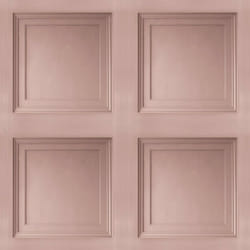 Blush Pink Wooden Panel 3D Effect Realistic Square Panelling Wallpaper