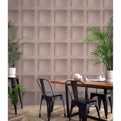 Blush Pink Wooden Panel 3D Effect Realistic Square Panelling Wallpaper
